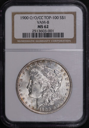 Obverse of this 1900-O/CC Top-100 Morgan Dollar VAM-8 NGC MS-62 