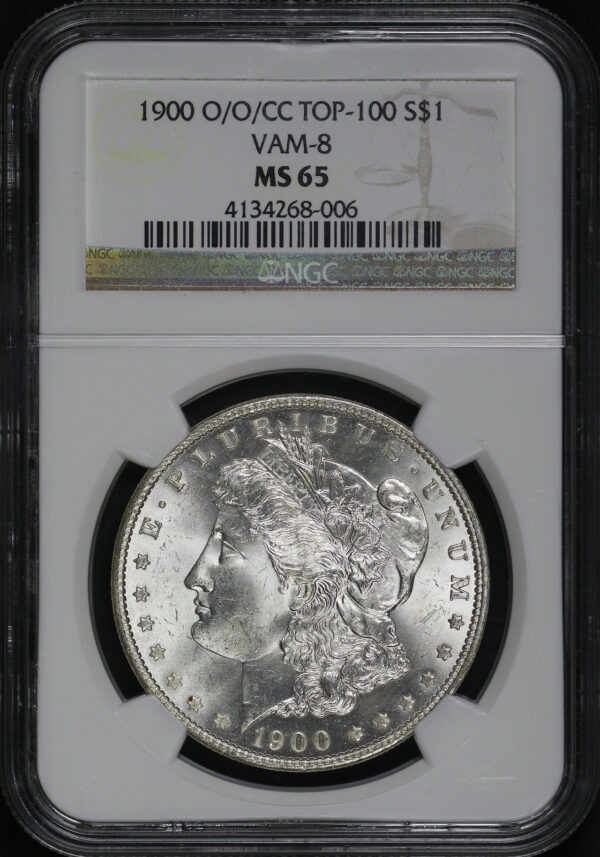 Obverse of this 1900-O/O/CC Top-100 Morgan Dollar VAM-8 NGC MS-65