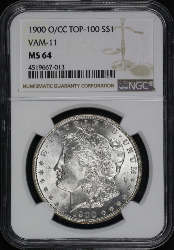 Obverse of this 1900-O/CC Top-100 Morgan Dollar VAM-11 NGC MS-64 