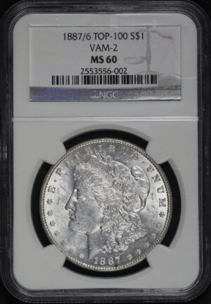 Obverse of this 1887/6 Top-100 Morgan Dollar VAM-2 NGC MS-60 