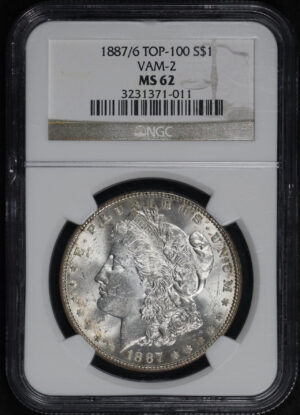 Obverse of this 1887/6 Top-100 VAM-2 Morgan Dollar NGC MS-62 