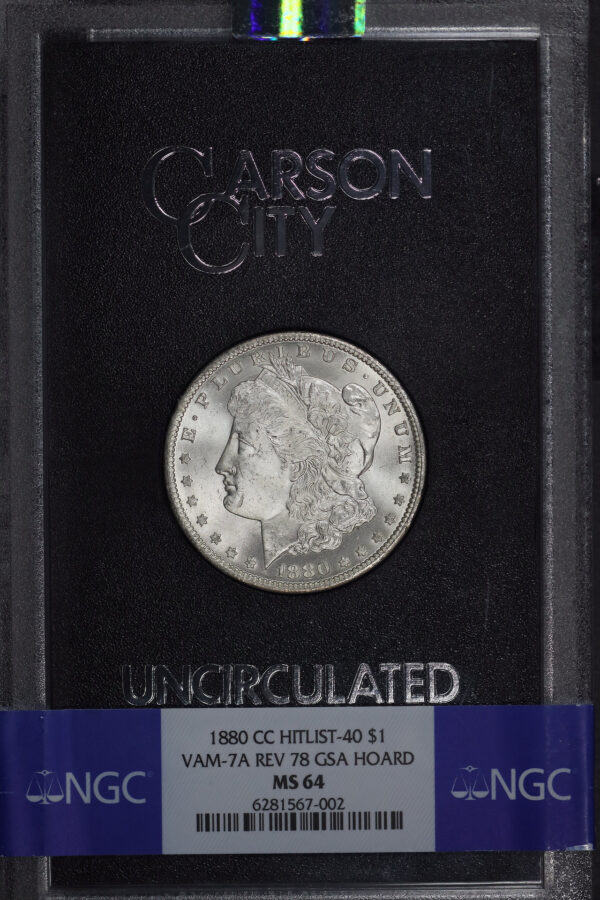 Obverse of this 1880-CC Hitlist-40 Morgan Dollar VAM-7A Reverse of 1878 NGC MS-64