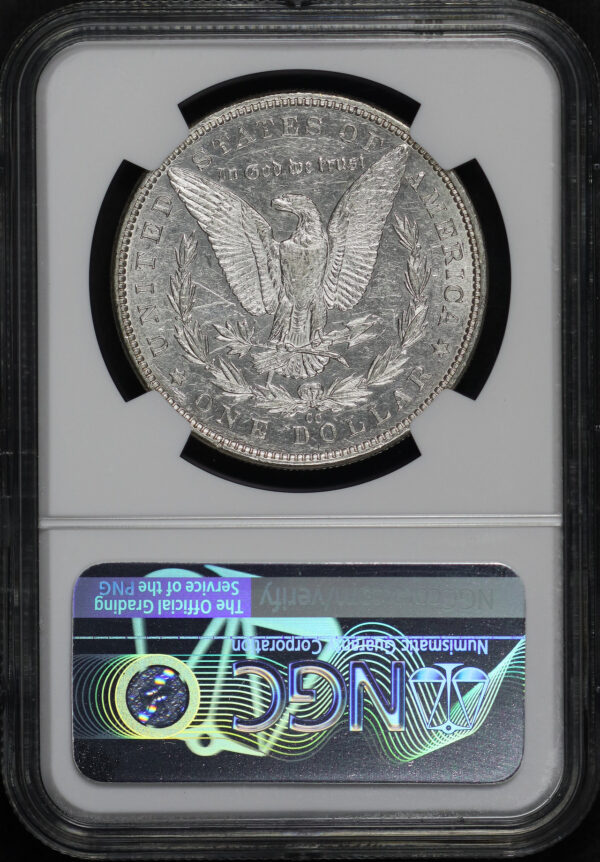 Reverse of this 1890-CC Top-100 Morgan Dollar VAM-4 Tailbar NGC AU-55 