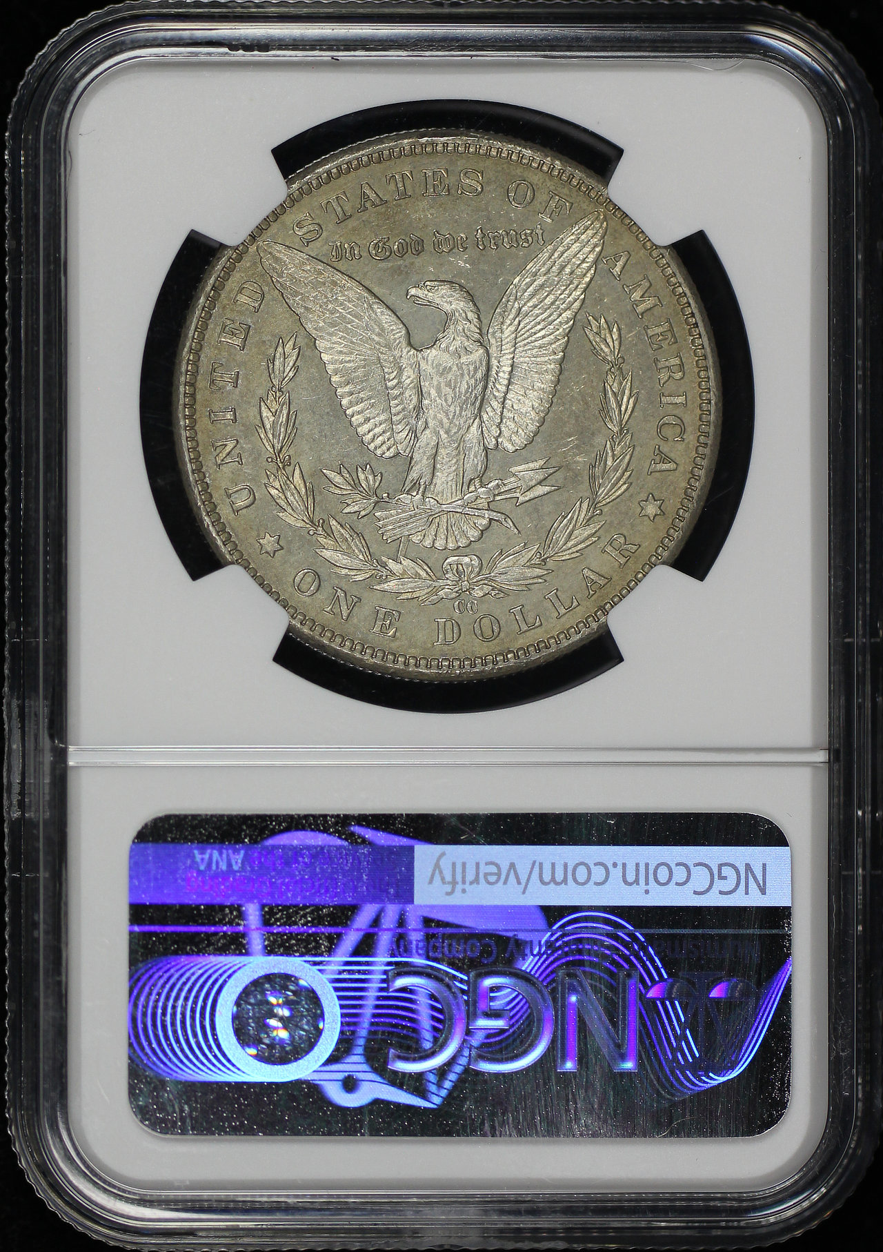 Reverse of this 1890-CC Top-100 Morgan Dollar VAM-4 Tailbar NGC MS-62