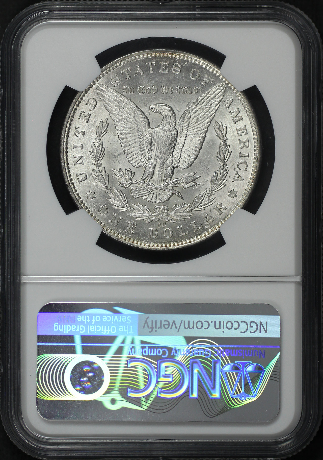Reverse of this 1891-CC Morgan Dollar VAM-3 Spitting Eagle NGC AU-58