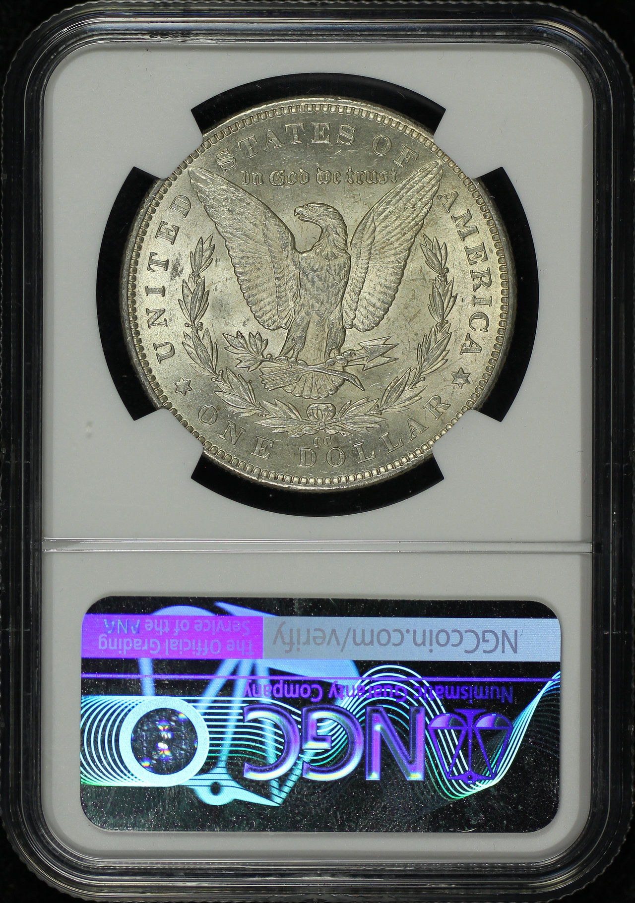 Reverse of this 1891-CC Top-100 Morgan Dollar VAM-3 NGC MS-61 Spitting Eagle