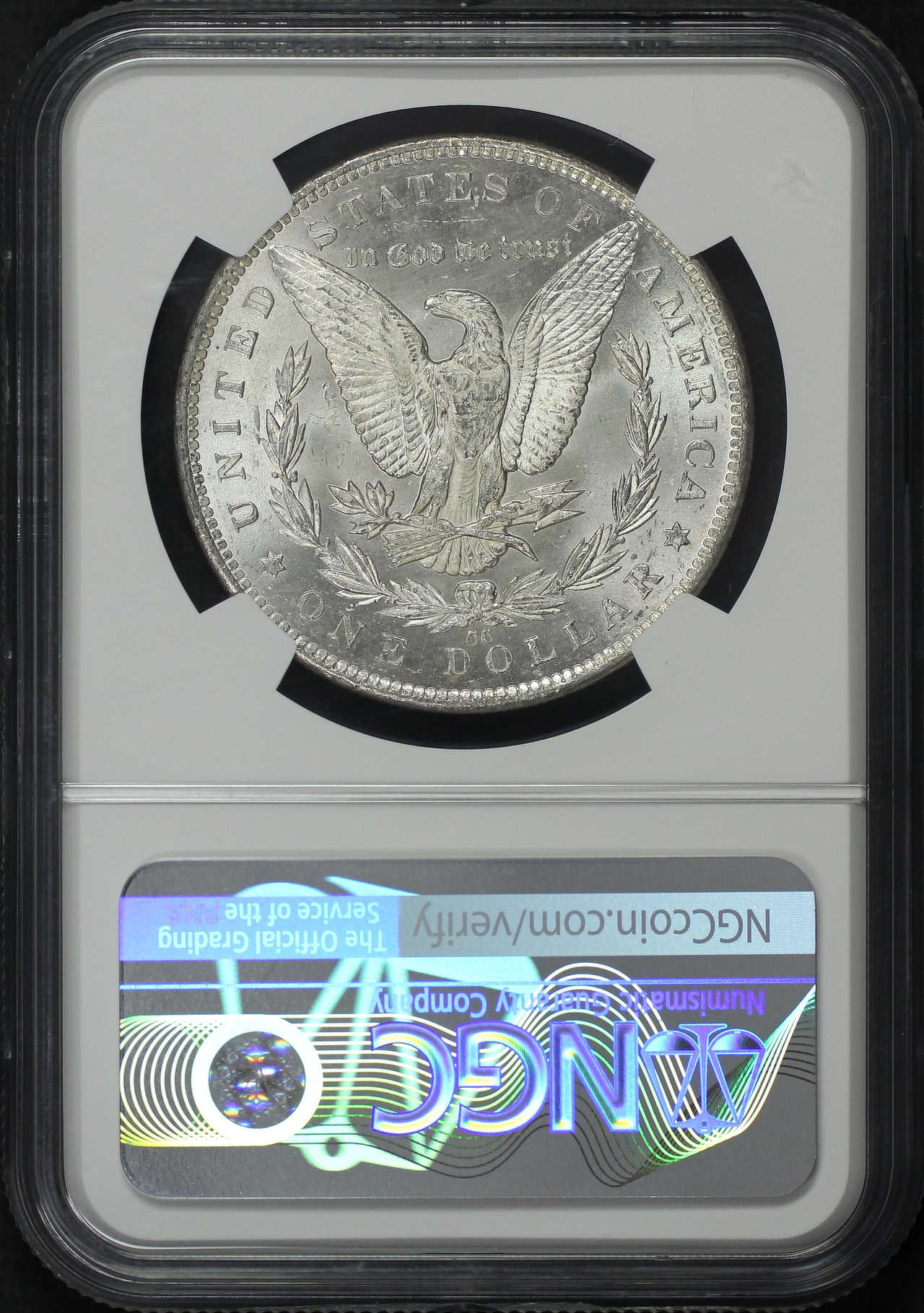 Reverse of this 1891-CC Top-100 Morgan Dollar VAM-3 Spitting Eagle NGC MS-63