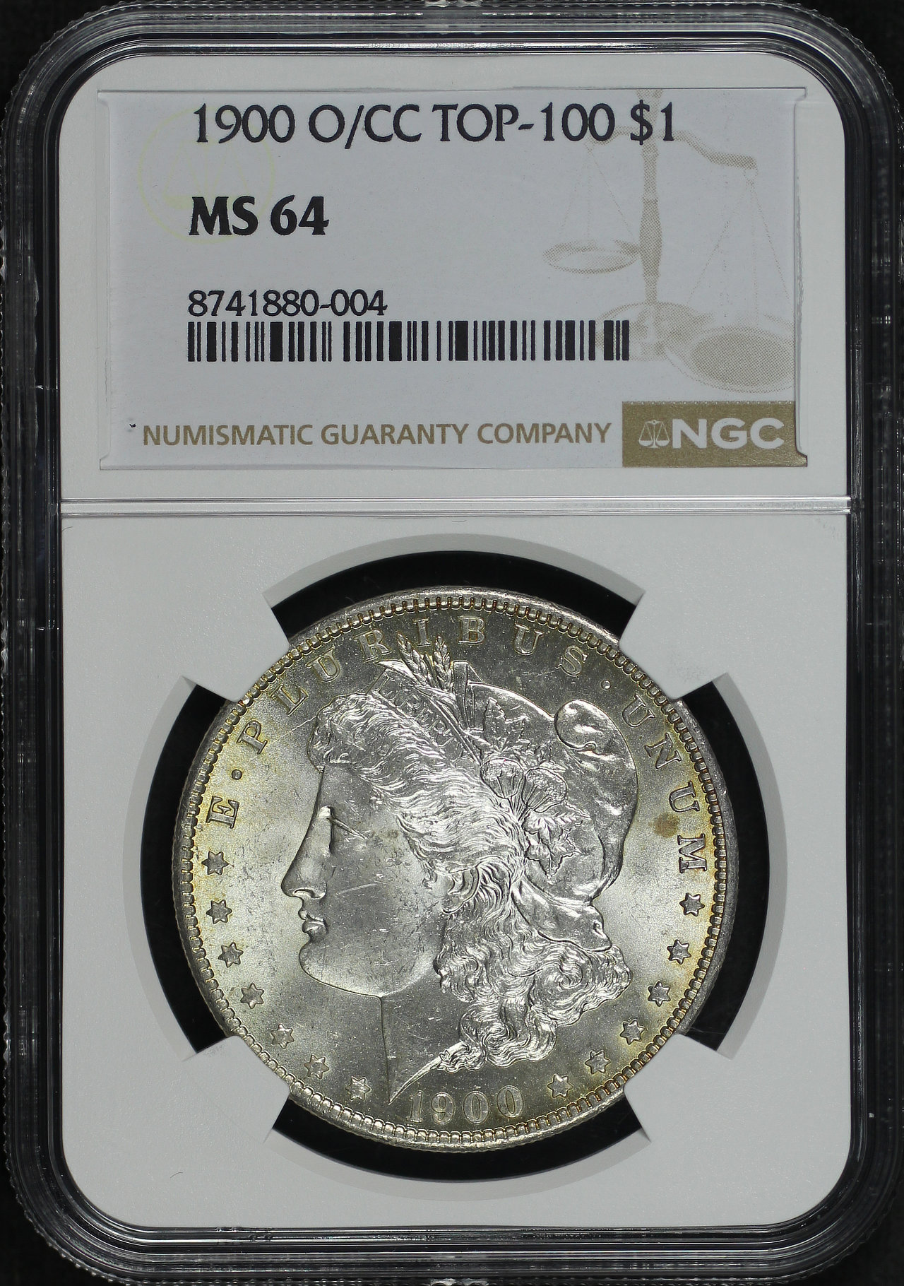 Obverse of this 1900-O/CC Morgan Dollar NGC MS-64