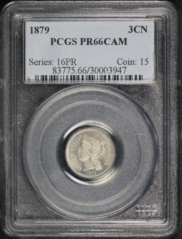 Obverse of this 1879 Three Cent Nickel PCGS PR-66 CAM