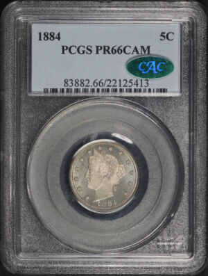 Obverse of this 1884 Liberty Nickel PCGS PR-66 CAC