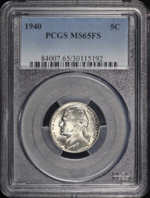 Obverse of this 1940 Jefferson Nickel PCGS MS-65 FS