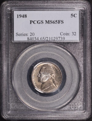 Obverse of this 1948 Jefferson Nickel PCGS MS-65 FS