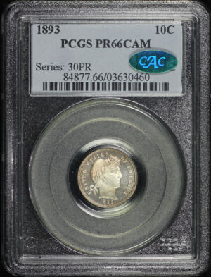 Obverse of this 1893 Barber Dime PCGS PR-66 CAM CAC