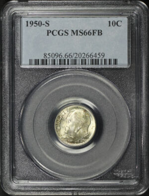 Obverse of this 1950-S Roosevelt Dime PCGS MS-66