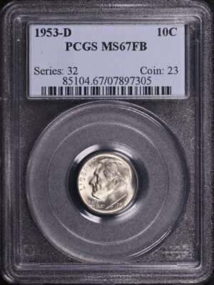 Obverse of this 1953-D Roosevelt Dime PCGS MS-67 FB