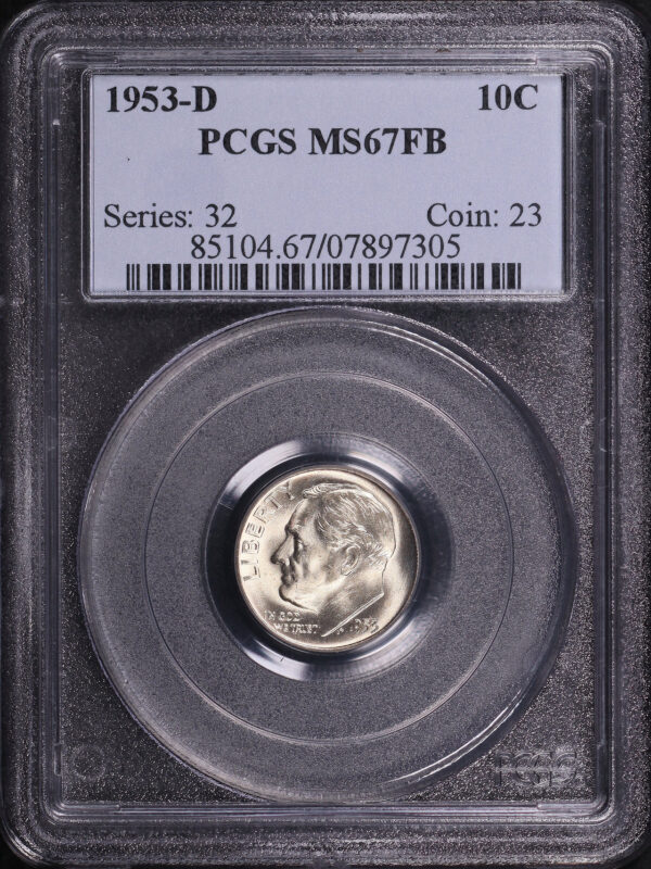Obverse of this 1953-D Roosevelt Dime PCGS MS-67 FB