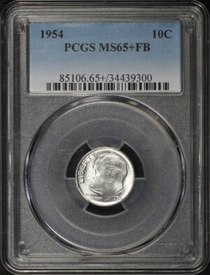 Obverse of this 1954 Roosevelt Dime PCGS MS-65+FB