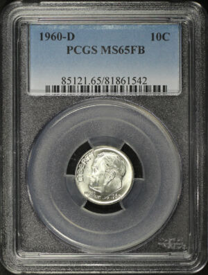 Obverse of this 1960-D Roosevelt Dime PCGS MS-65 FB