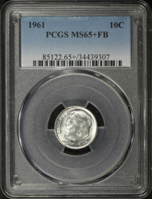 Obverse of this 1961 Roosevelt Dime PCGS MS-65+ FB