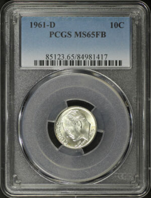 Obverse of this 1961-D Roosevelt Dime PCGS MS-65 FB