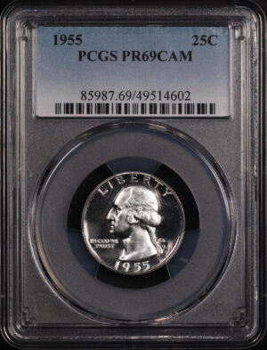 Obverse of this 1955 Washington Quarter PCGS PR-69 CAM