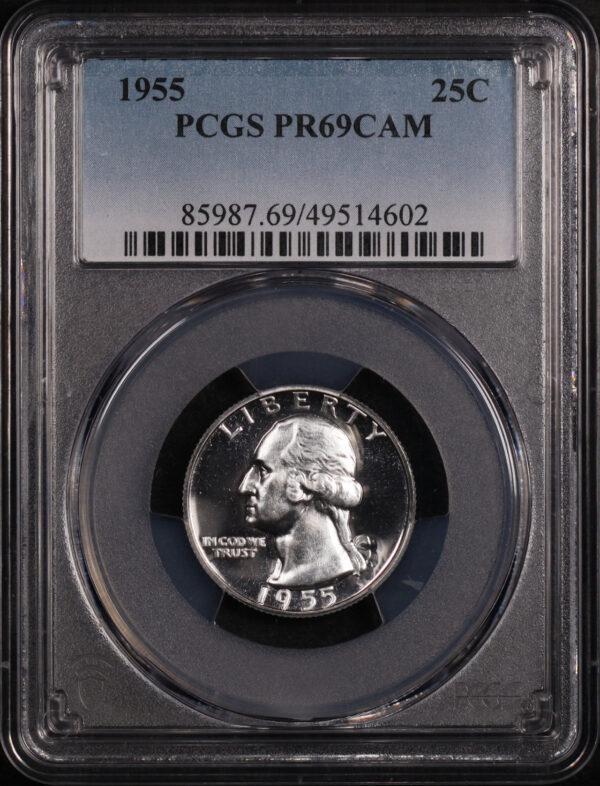 Obverse of this 1955 Washington Quarter PCGS PR-69 CAM