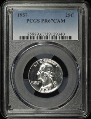 Obverse of this 1957 Washington Quarter PCGS PR-67 Cameo