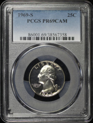 Obverse of this 1969-S Washington Quarter PCGS PR-69 Cameo