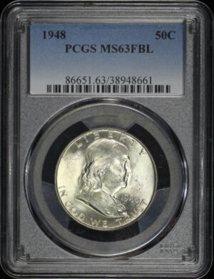 Obverse of this 1948 Franklin Half Dollar PCGS MS-63 FBL