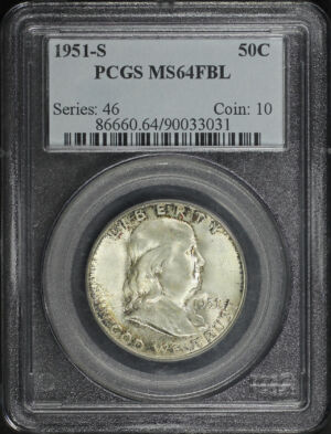 Obverse of this 1951-S Franklin Half Dollar PCGS MS-64 FBL
