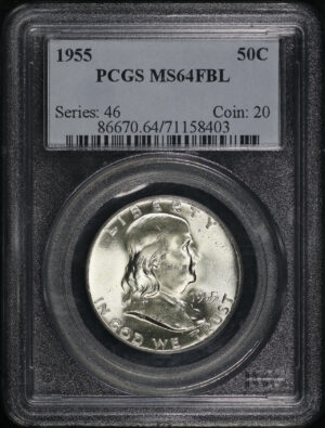 Obverse of this 1955 ‘Bugs Bunny’ Franklin Half Dollar FS-401 PCGS MS-64 FBL