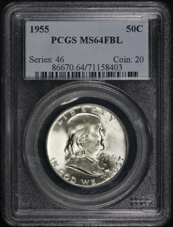 Obverse of this 1955 ‘Bugs Bunny’ Franklin Half Dollar FS-401 PCGS MS-64 FBL