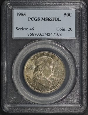 Obverse of this 1955 Franklin Half Dollar PCGS MS-65 FBL