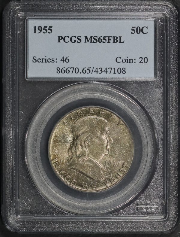 Obverse of this 1955 Franklin Half Dollar PCGS MS-65 FBL