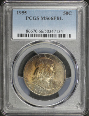 Obverse of this 1955 Franklin Half Dollar PCGS MS-66