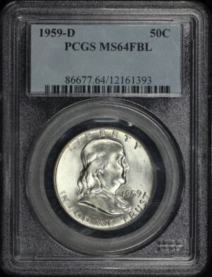 Obverse of this 1959-D Franklin Half Dollar PCGS MS-64 FBL
