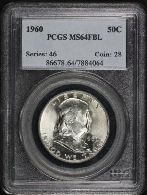 Obverse of this 1960 Franklin Half Dollar PCGS MS-64 FBL