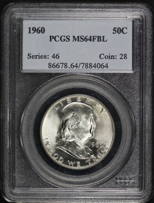 Obverse of this 1960 Franklin Half Dollar PCGS MS-64 FBL
