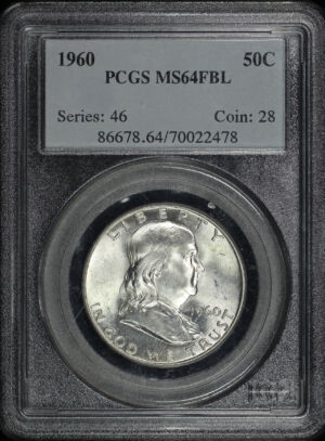 Obverse of this 1960 Franklin Half Dollar PCGS MS-64 FBL