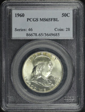 Obverse of this 1960 Franklin Half Dollar PCGS MS-65 FBL
