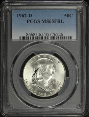 Obverse of this 1962-D Franklin Half Dollar PCGS MS-65
