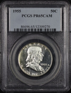 Obverse of this 1955 Franklin Half Dollar PCGS PR-65 CAM