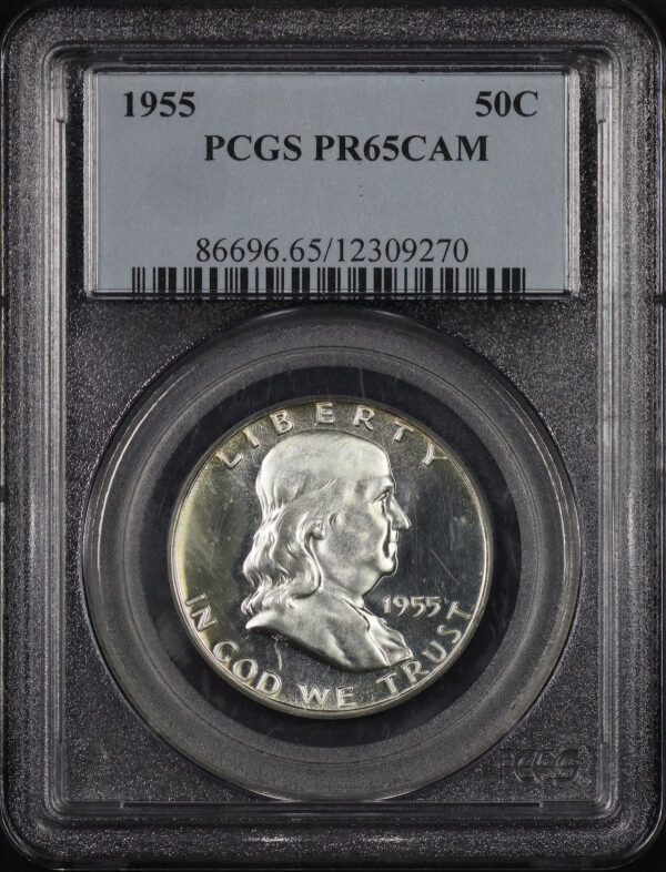 Obverse of this 1955 Franklin Half Dollar PCGS PR-65 CAM