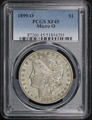 Obverse of this 1899-O Morgan Dollar Micro O PCGS XF-45