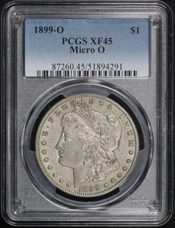 Obverse of this 1899-O Morgan Dollar Micro O PCGS XF-45