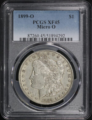 Obverse of this 1899-O Morgan Dollar Micro O PCGS XF-45