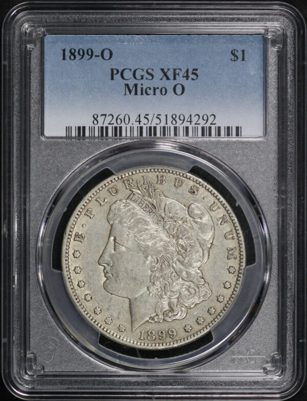 Obverse of this 1899-O Morgan Dollar Micro O PCGS XF-45