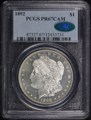 Obverse of this 1892 Morgan Dollar PCGS PR-67 CAM CAC
