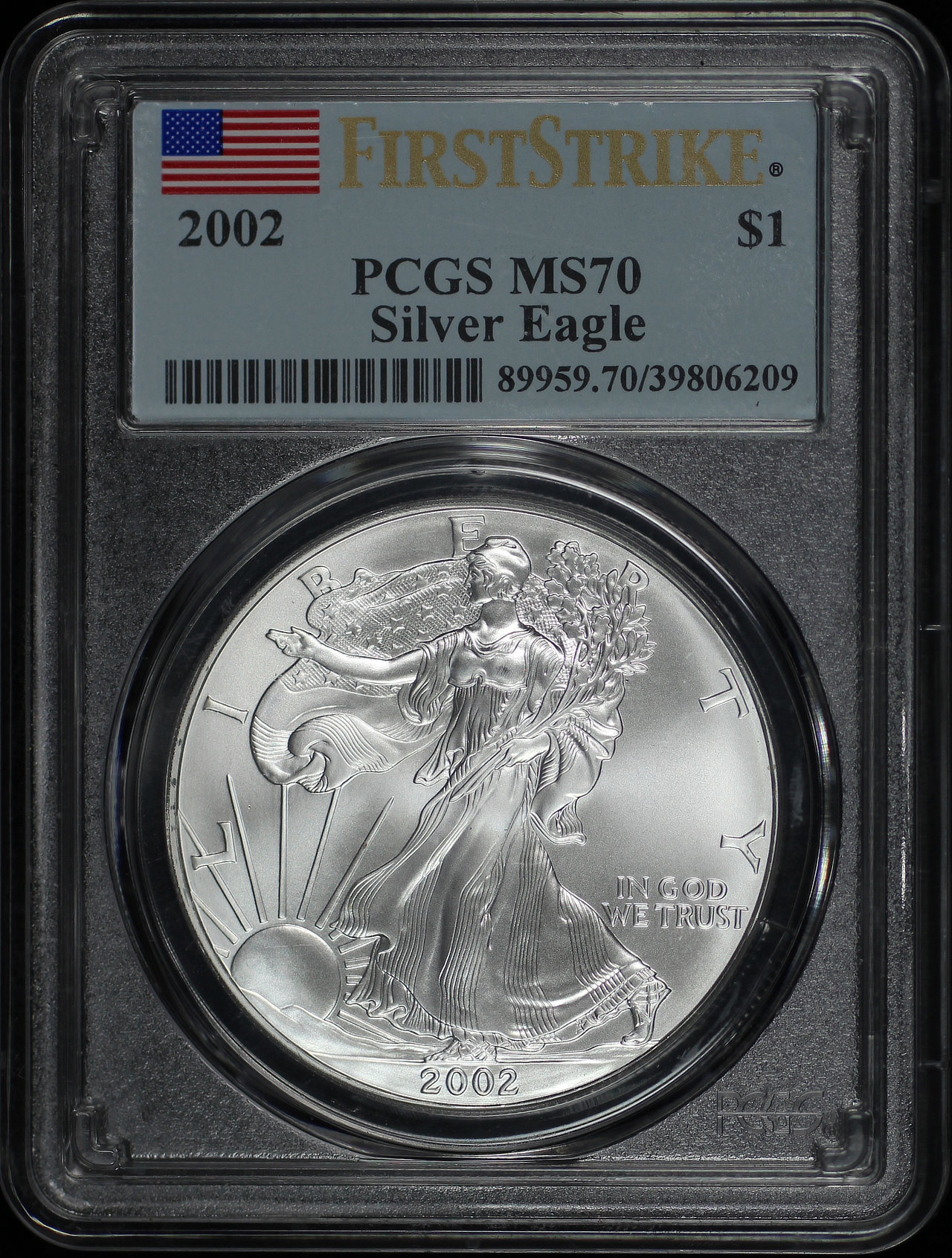 Obverse of this 2002 Silver Eagle PCGS MS-70 First Strike