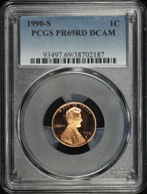 Obverse of this 1990-S Lincoln Cent Modern PCGS PR-69 DCAM